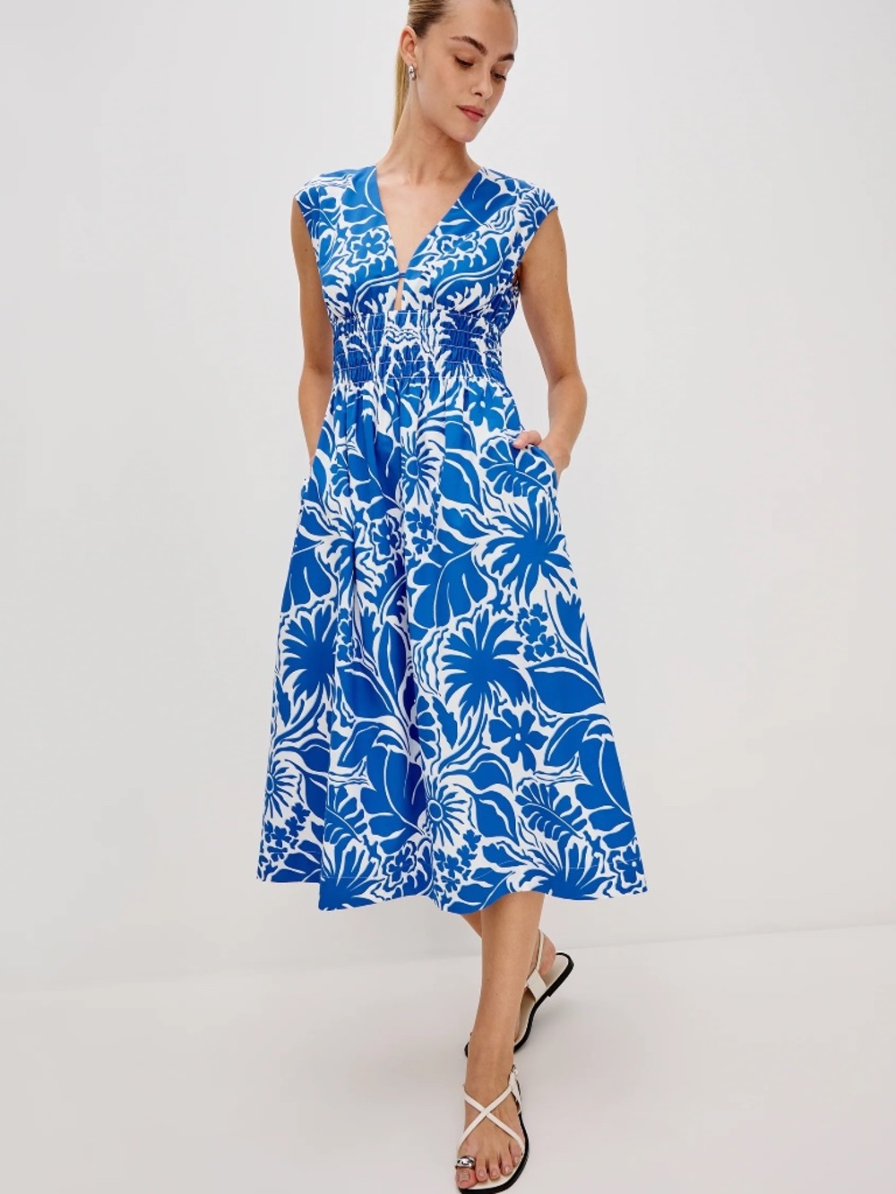 NWOT RAILS Roxanne Midi Dress - Blue Riviera